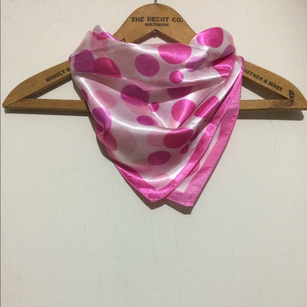 NWOT pink and white spotted scarf - Picture 2 of 2